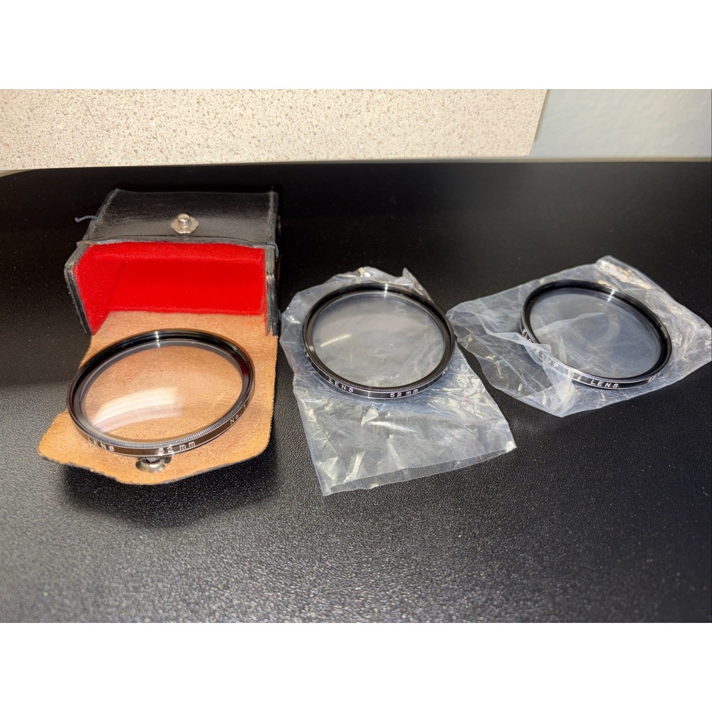 Vivitar 52mm Close Up Filter Set 3 Filters Leather Case